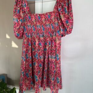 Zara Floral Mini Dress - Pink and Blue